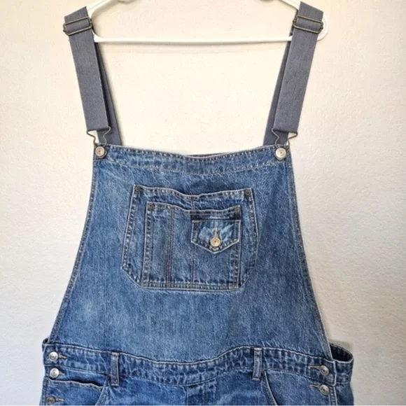 American Eagle | 90s Boyfriend Shortall Cotton Denim Overall Shorts, Womens XXL - Picture 6 of 10